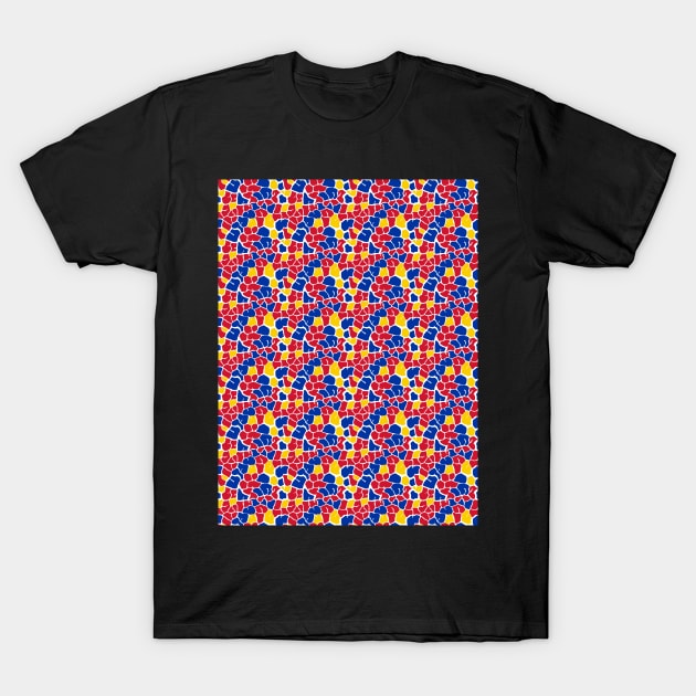Elephant Print Skin Pattern Red Blue Yellow T-Shirt by Design_Lawrence